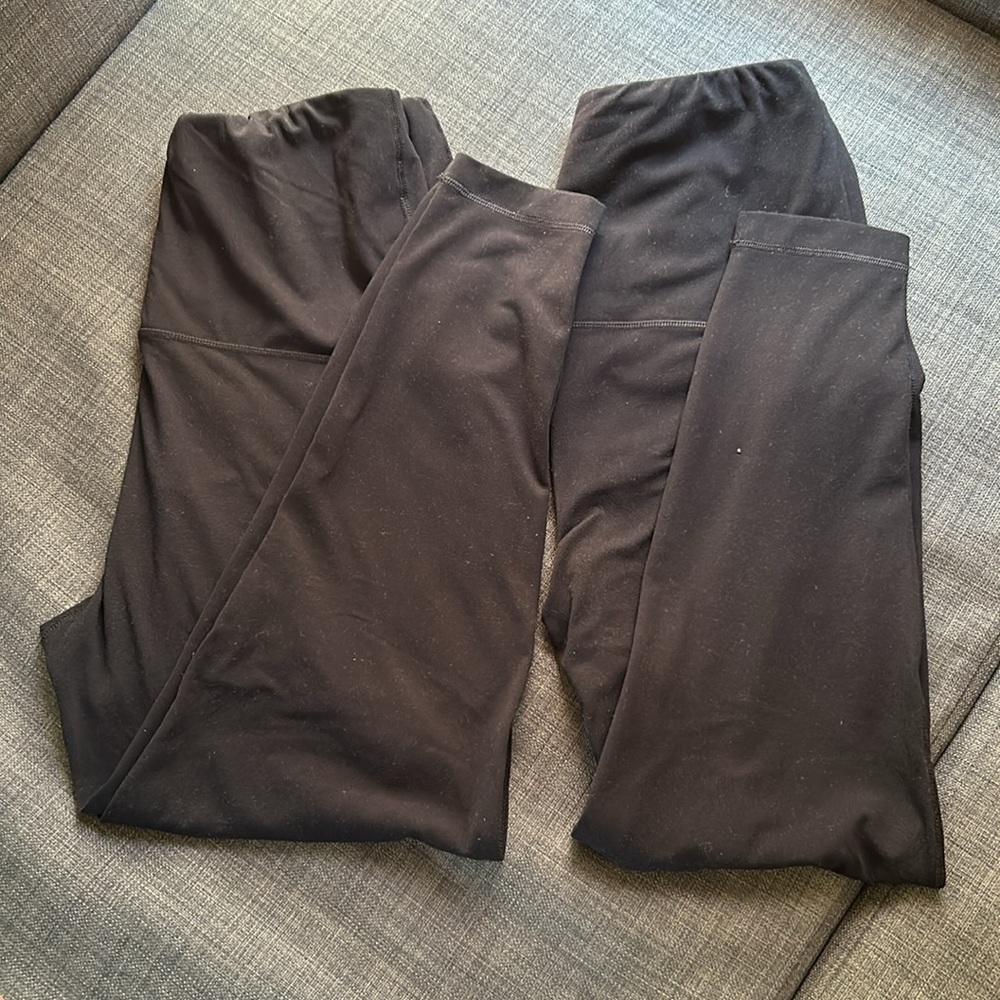 Two pairs postpartum leggings. Size medium